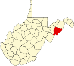 Map of West Virginia highlighting Hardy County